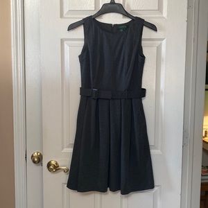 Ralph Lauren Classic Grey Fit n Flare Dress and Belt